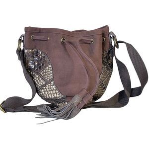 American Eagle Shoulder Bag Festival Boho Revival Hippie Satchel Brown Sequin